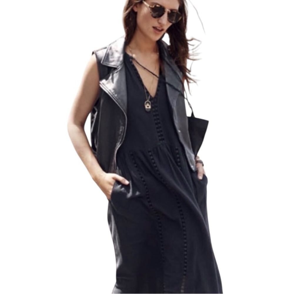 Treasure & Bond Women’s Black Leather Moto Vest Size M Asymmetrical Zip - Picture 3 of 15